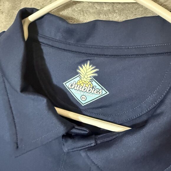 Chubbies Polo Shirt Men XL Navy Blue Out Of The Blue Performance American Flag - Picture 3 of 8